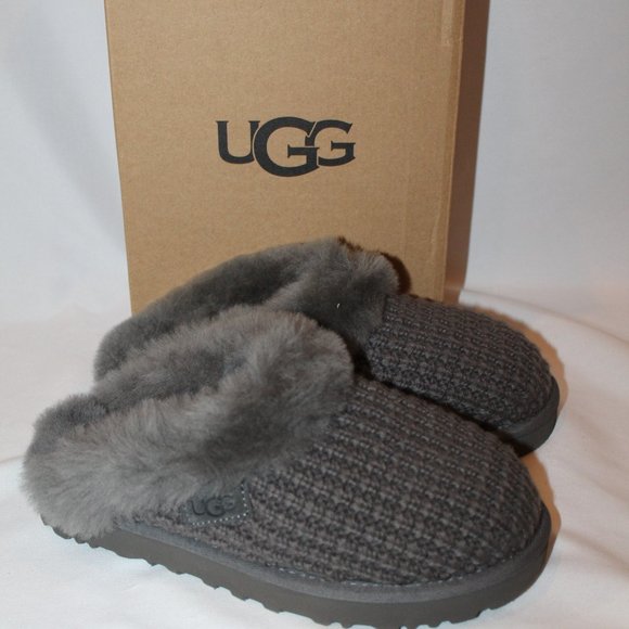 UGG Shoes - NIB UGG WOMEN'S CLUGGETTE SWEATER KNIT SLIP ON‎ SLIPPERS GRAY